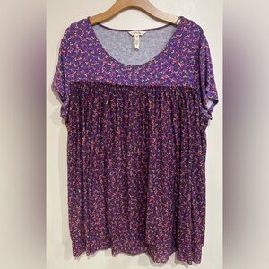 Matilda Jane Walking On a Cloud Mesh Babydoll Top Blouse Purple Womens XXL